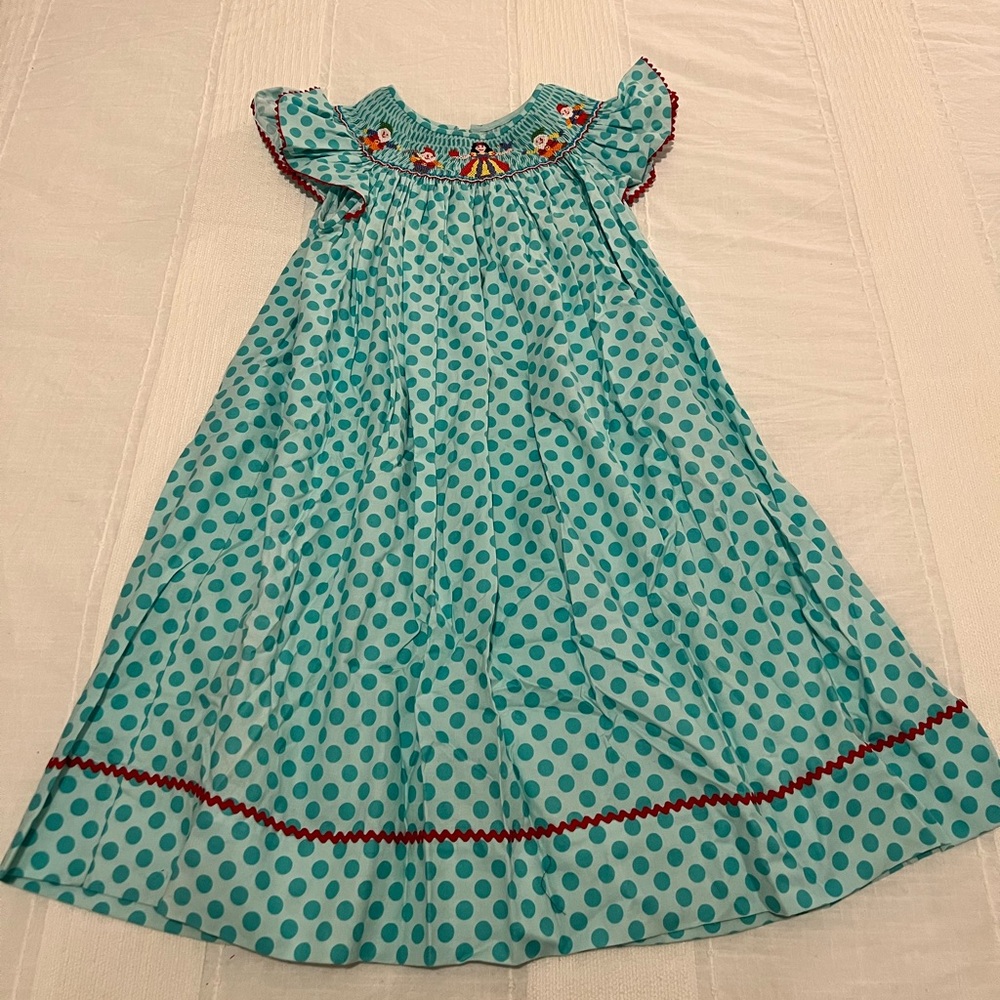 Claire & Charlie Smocked Snow White Polka Dot Dress - sz 7